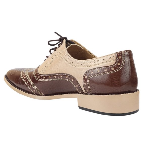 LIBERTYZENO Men's Brown Beige Lace-Up Shoes - Picture 2 of 7